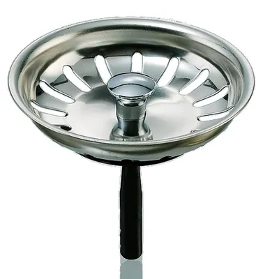 Produktbild von Universal Edelstahl Siebkörbchen 3,5 Zoll = Durchmesser 81 mm für manuelle Bedienung des Ablaufstopfens / Ablauf-Ventils in Küchenspülen