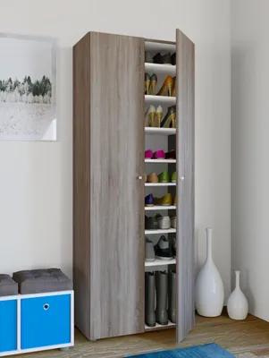 Produktbild von VCM Holz-Schuhschrank | Maße: B. 70 x H. 178 x T. 40 cm | Allzweckschrank | 9 Fächer - Vandol