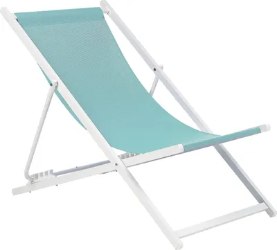 Produktbild von BELIANI Liegestuhl Weiß Aluminium Mesh Türkis Faltbar Klappbar Verstellbar Modern Garten Terrasse Outdoor Balkon Möbel Ausstattung