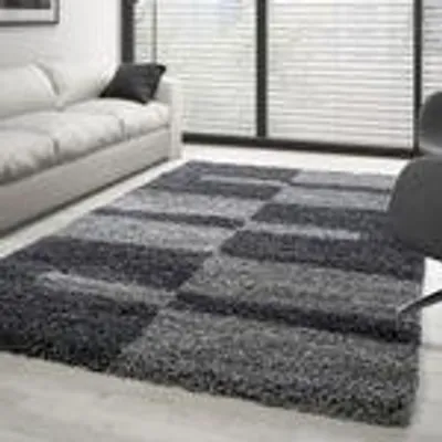 Produktbild von Moderner Hochflor-Teppich mit geometrischem Muster - weicher Wohnzimmerteppich im Design-Look, Größe: 200 x 290 cm, Farbe: Grau