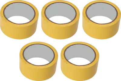 Immagine prodotto di nastro segnaletico per pavimenti in 5 pezzi, larghezza 5 cm, autoadesivo, per linee, campi di gara, palestre, pallacanestro, pallavolo, campi da tennis, giallo
