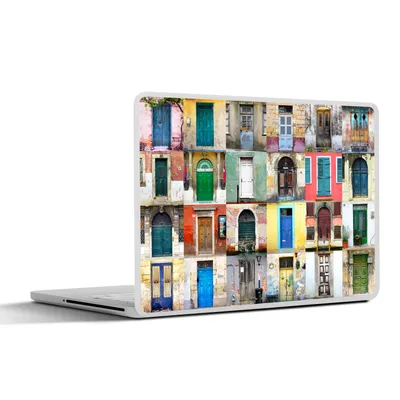 Produktbild von MuchoWow® Laptop Aufkleber Sticker Cover Türen - Regenbogen - Architektur - Collage 30x22 cm - Laptop-Sticker
