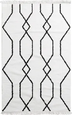 Produktbild von Teppich - Weiß - Schwarz - 160 x 230 cm - Gemustert