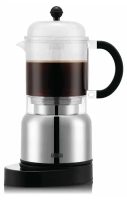 A coffee maker with coffee inside.