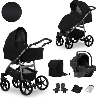 Produktbild von Kunert MATA 3in1 Kinderwagen in Schwarz – vielseitig, komfortabel & sicher