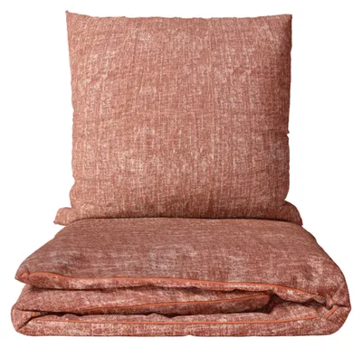 Produktbild von Mikrofaser Bettwäsche-Set 135x200 cm Aprikot Rot Meliertes Design mit Reißverschluss