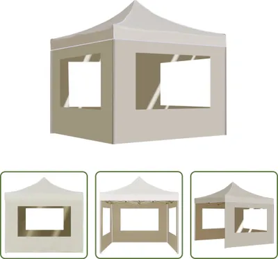Produktbild von The Living Store Profi-Partyzelt Faltbar mit Wänden Aluminium 2×2m Creme