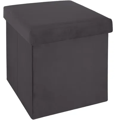Produktbild von Atmosphera Pouf/Hocker - Aufbewahrungsbox - dunkelgrau - PU/MDF - 38 x 38 cm