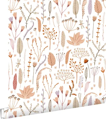Immagine prodotto di ESTAhome carta da parati fiori selvatici terracotta, viola, beige e bianco 50 x 900 cm