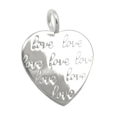 Produktbild von Anhänger 19x18mm Herz Prägung -love- glänzend Silber 925 silber 19x18mm