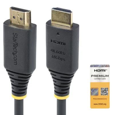 Produktbild von StarTech.com HDMI 2.0 Kabel 1m Premium – 4K 60Hz, 1440p 144Hz, HDR10, 18Gbps, ARC, vergoldete Kontakte