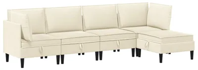 Produktbild von vidaXL Wohnzimmergarnitur 5 pcs Creme Stoff