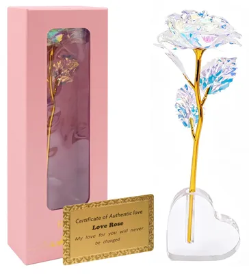 Kunstrose mit Herzständer, ewige Rose, 25 cm, rosa, Geschenk