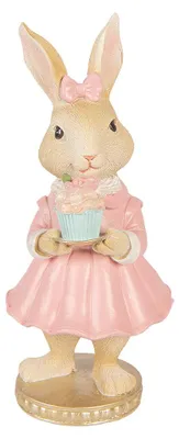 Imagen del producto de Clayre & Eef, figura decorativa de conejo, 9x9x19 cm, color beige, plástico