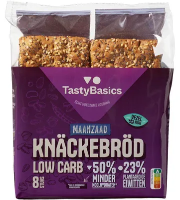 Immagine prodotto di TastyBasics, pane azzimo a basso contenuto di carboidrati con semi di girasole e sesamo, 150 g - ricco di fibre e croccante