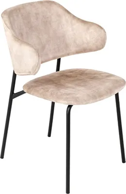 Produktbild von riess-ambiente Design Stuhl VOGUE champagner greige Samt schwarze Metallbeine Esszimmerstuhl Essstuhl