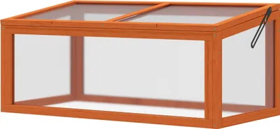 Zdjęcie produktu dla Szkółka Outsunny z drewna i poliwęglanu, 90 x 46 x 40 cm, z pokrywą, odporna na warunki atmosferyczne, do ogrodu, pomarańczowa