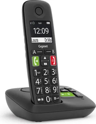 Produktbild von Gigaset E290A Schwarzes Schnurlostelefon für ältere Menschen mit Anrufbeantworter und großen DECT-Tasten