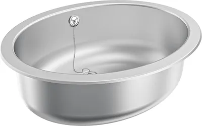 Immagine prodotto di Bacino ovale KWC AR, RONDO, acciaio inox, sdm, 510x155x390 mm, troppopieno, scarico e filo di troppopieno.