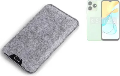 Produktbild von K-S-Trade Filz Handyhülle kompatibel mit ZTE Axon 50 Lite Schutzhülle Filztasche Filz Tasche Case Sleeve Handy Hülle Filzhülle grau
