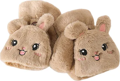 Produktbild von 1 Paar Damen Plüschhasen-Fingerhandschuhe, warm, dick, Winter, umklappbar, Cartoon-Hasenhandschuhe, Outdoor-Handschuhe für kaltes Wetter, Halbfingerhandschuhe