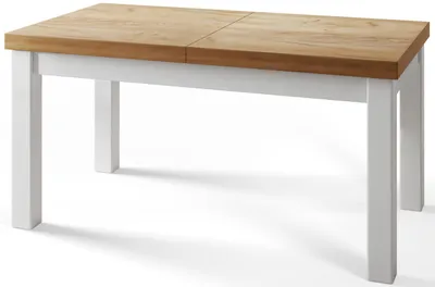 Image de Table de salle à manger rectangulaire classique, table extensible, dimensions : 170-250 x 90 x 78 cm, table de salon, couleur : Craft, avec pieds en bois de couleur blanche
