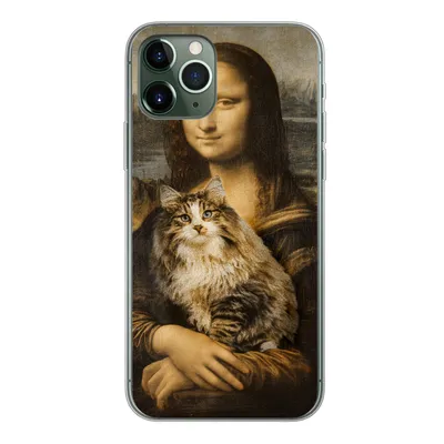 Produktbild von MuchoWow® Handyhülle Schutzhülle Hülle für iPhone 11 Pro Mona Lisa - Katze - Leonardo da Vinci - Vintage - Kunstwerk - Alte Meister - Gemälde Silikon Softcase Handy Hülle - Handy