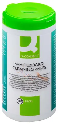 Imagen del producto de Q-CONNECT KF17449: Paquete de 100 paños de limpieza para pizarras blancas, color blanco