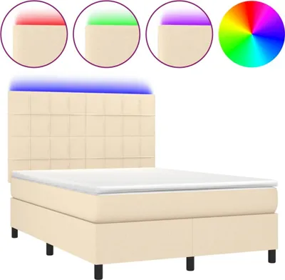 Obrázok produktu pre vidaXL Boxspring posteľ s matracom a LED krémom 140x190 cm Látka