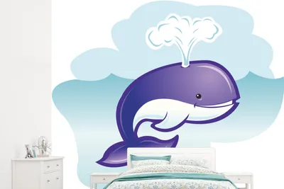 Productafbeelding van Fotobehang met cartoonwalvis, decoratief, afmetingen 245x220 cm