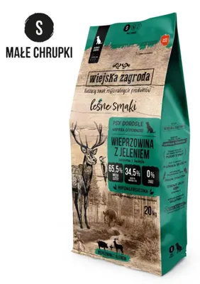 Zdjęcie produktu dla WIEJSKA ZAGRODA Wieprzowina z Dziczyzną S - sucha karma dla psów - 20 kg