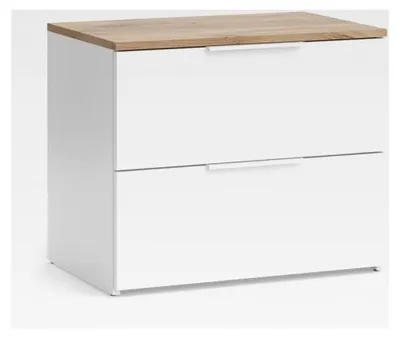 Produktbild von Kommode Wido, Regal mit Türen, Weiß/Sonoma, 60 x 50 cm mit 2 Schubladen