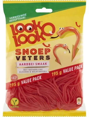 Produktbild von Look o Look Aardbeiveters 195g – Fruchtige Erdbeer-Lakritz-Snacks, süß & lecker