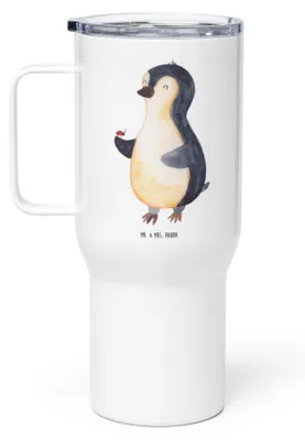 Produktbild von Mr. & Mrs. Panda Thermobecher Pinguin Marienkäfer - Weiß - Geschenk, Wunder, Kaffee-to-go-Becher, Trinkgefäß, Lebensfreude, Aufmerksam, To-Go-Becher, Kleine, Liebe