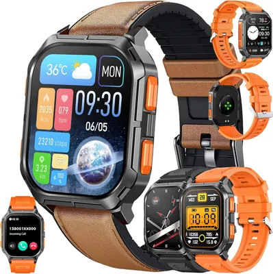 Produktbild von Herren Smartwatch mit Telefonfunktion,2,01 Zoll Touchscreen 5ATM Wasserdichter Aktivitätstracker mit Blutdruckmessung SpO2 123 Sportmodi Android IOS