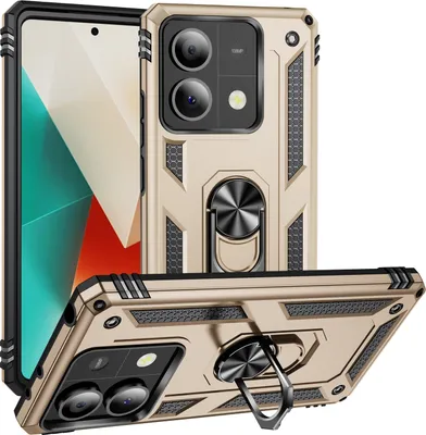 Produktbild von Schutzhülle für Xiaomi Redmi Note 13 5G Dual Layer Robust Militäre Fallschutz Hülle mit Ringhalterung Ständer Gold