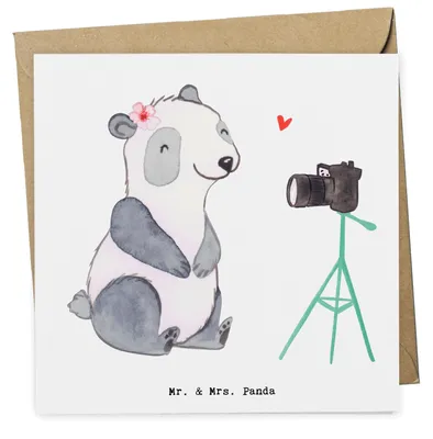 Produktbild von Mr. & Mrs. Panda Grußkarte Vloggerin Herz - Weiß - Geschenk, anlasskarte, faltkarte, doppelkarte, Klappkarte, Glückwunschkarte