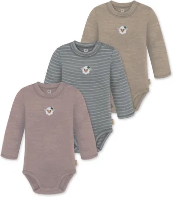 Produktbild von normani 3er Pack Baby Merino Langarmbody