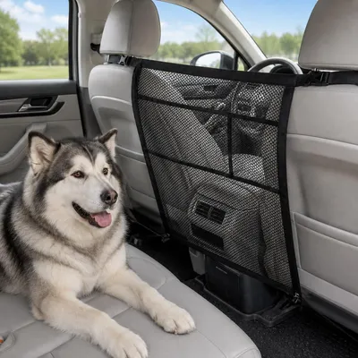 Produktbild von Hundegitter Auto, 2-lagiger Organizer, transparentes Netz, für Rückbank