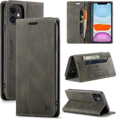 Produktbild von iPhone 11 Brieftasche Hülle, Retro Kunstledertasche Stand Schutzhülle für iPhone 11 Kupfer
