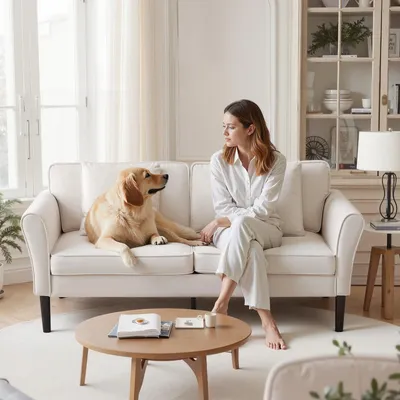 Image de VEVOR Canapé Loveseat Canapé deux places (176 cm), petit canapé moderne en velours côtelé avec ressorts enroulés & coussins moelleux & cadre stable pour chambre à coucher, bureau ou appartement, blanc