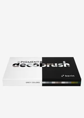 Produktbild von karin Pigment Decobrush, Schwarz, Dunkles Grau, Grün, Grau, Hellgrau, Mehrfarbig, 12 Farben, Rund, Junge/Mädchen, Box