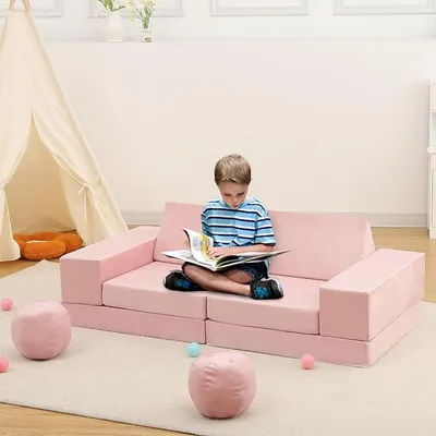Imagen del producto de Juego de sofá infantil de 12 piezas, sofá modular para jugar