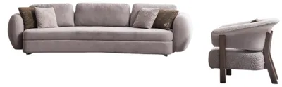 Obrázok produktu pre Graue Sitzgruppe Stilvolle Couch Textilsessel Designer Polstermöbel