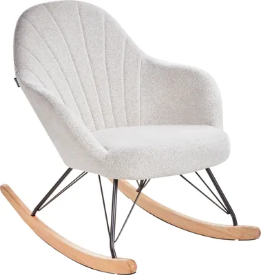 Obrázek produktu pro BELIANI Houpací křeslo krémově bílé látkové čalounění kovové dřevěné nohy prošívané opěradlo moderní design obývací pokoj