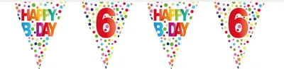 Produktbild von 6.Geburtstag bunte Punkte Wimpelkette 10m
