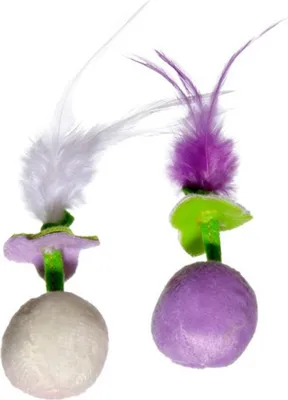 Produktbild von Karlie Katzenspielzeug Kitty Kidz Ball mit Feder 10 cm 2er Pack