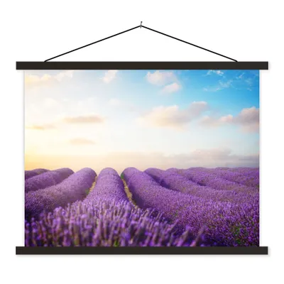 Produktbild von MuchoWow® Textilposter Lavendel - Himmel - Wolken - Blumen 150x113 cm mit holzfarbenen Rahmen - Poster