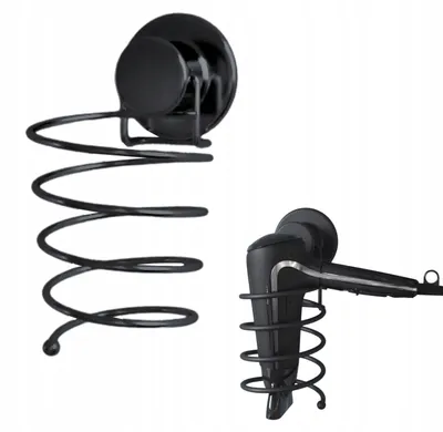 Produktbild von Sepio Föhn-Halter Spiralform zur Wandmontage, Schwarz