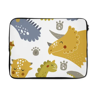 Produktbild von MuchoWow® Laptop Hülle 15 Zoll Dinosaurier - Schnittmuster - Jungen - Dino - Kinder Laptoptasche - Laptoptasche - Sleeve - Rundum-Schutz